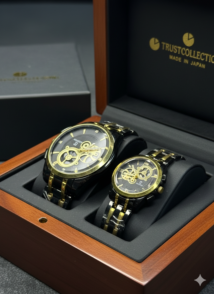 Luxury His & Hers Couple Watch Set – Elegant Black Design