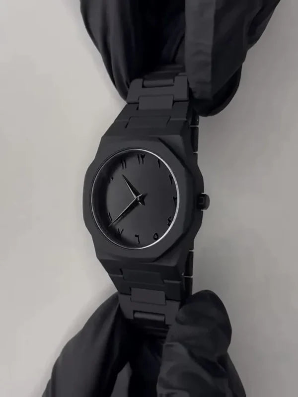 Minimalist Black Arabic Dial Watch – Sleek & Modern Design