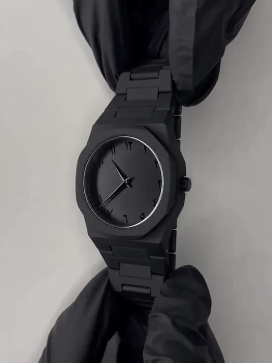 Minimalist Black Arabic Dial Watch – Sleek & Modern Design