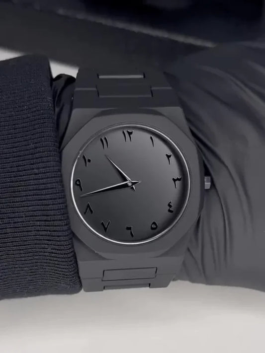 Minimalist Black Arabic Dial Watch – Sleek & Modern Design