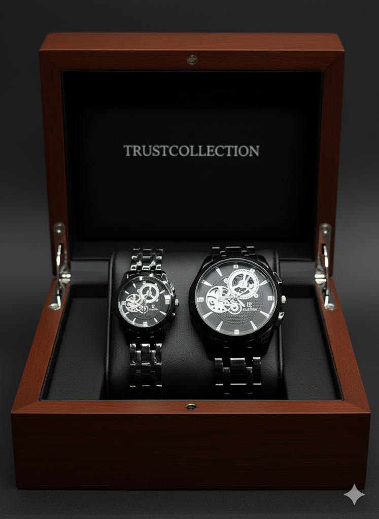 Luxury His & Hers Couple Watch Set – Elegant Black Design