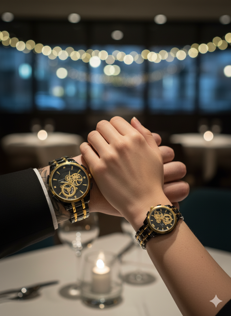 Luxury His & Hers Couple Watch Set – Elegant Black Design
