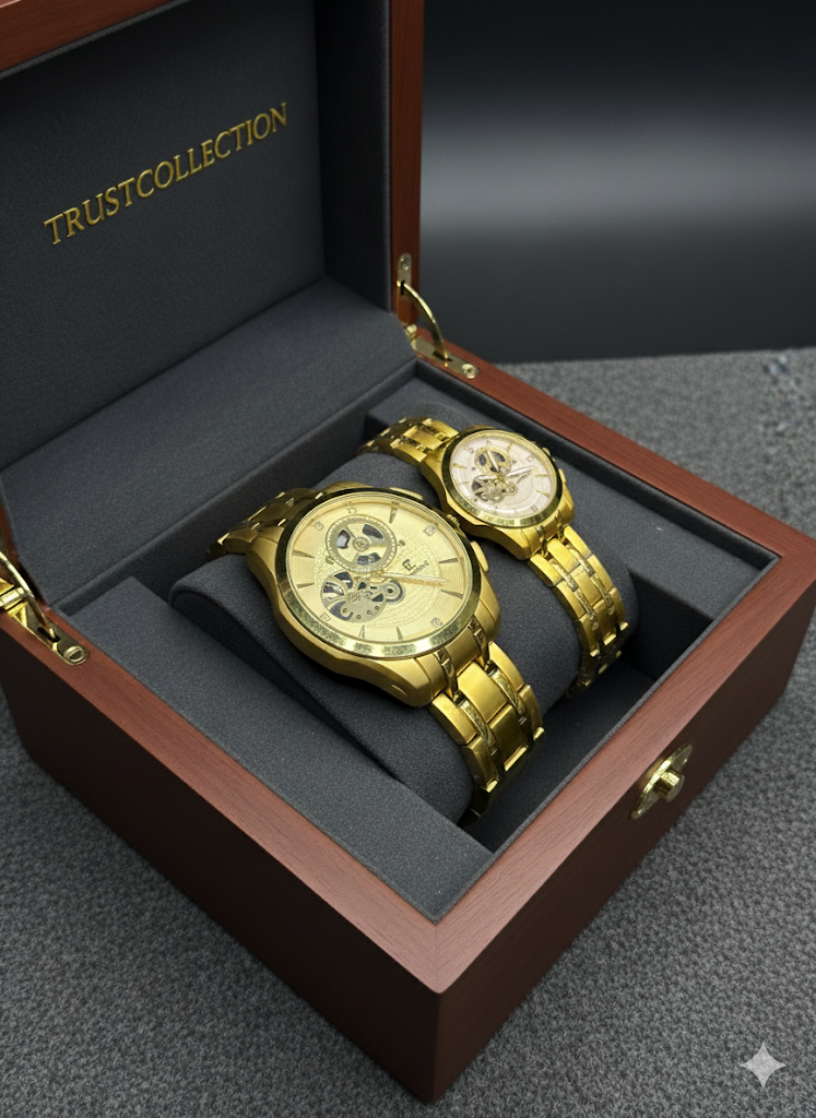 Luxury His & Hers Couple Watch Set – Elegant Black Design