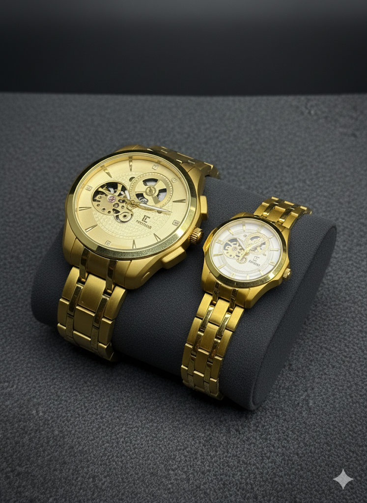 Luxury His & Hers Couple Watch Set – Elegant Black Design